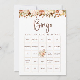 Boho Bloemen Herfst Bruidsdouche Bingo Spelkaart Kaart