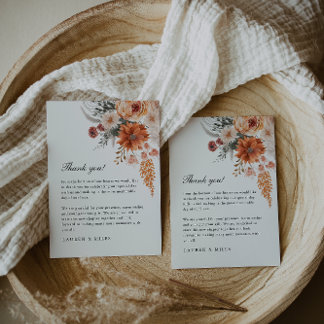 Boho Bloemen Herfst Bruiloft Dank u Nota Bedankkaart
