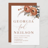 Boho Bloemen Herfst Bruiloft Kaart (Voorkant / Achterkant)