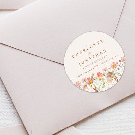 Boho Bloemen Herfst Bruiloft Ronde Sticker