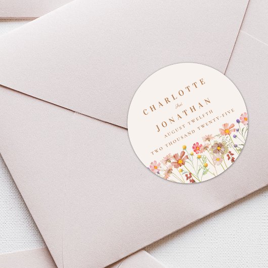 Boho Bloemen Herfst Bruiloft Ronde Sticker