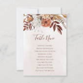 Boho Bloemen Herfst Bruiloft Zitkaart Tafelplan (Achterkant)
