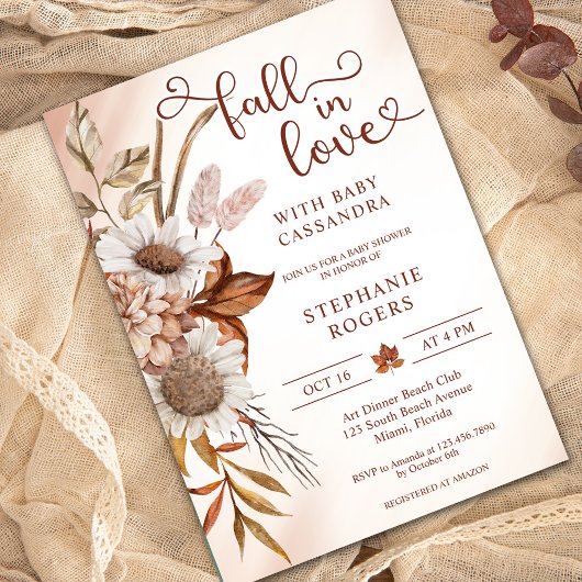 Boho Bloemen Herfst in Liefde Baby shower Kaart