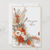 Boho Bloemen Herfst Kleuren, Herfst Bruiloft   Kaart (Voorkant)