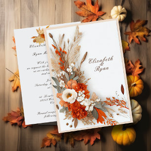 Boho Bloemen Herfst Kleuren, Herfst Bruiloft   Kaart