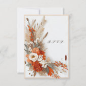 Boho Bloemen Herfst Kleuren, Herfst Bruiloft   RSVP Kaartje (Voorkant)
