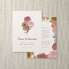 Boho Bloemen Herfst Tuin Bruiloft Bedankkaart