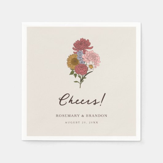 Boho  Bloemen Herfst Tuin Bruiloft Servet (Voorkant)