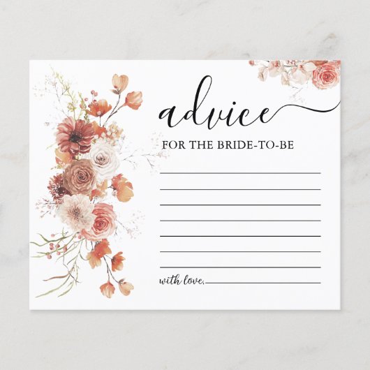 Boho Bloemen Herfst Vrijgezellenfeest Advies Kaart (Voorkant)