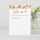 Boho Bloemen Herfst Wie Ben Ik Bruiloft Feest Spel Kaart (Staand voorkant)