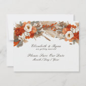 Boho Bloemen Herfstkleuren, Herfst Bruiloft Save The Date (Voorkant)