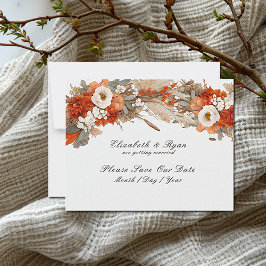 Boho Bloemen Herfstkleuren, Herfst Bruiloft Save The Date