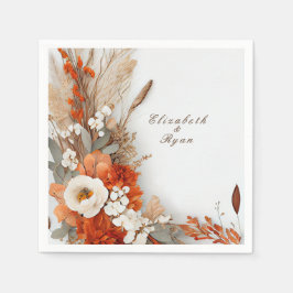 Boho Bloemen Herfstkleuren, Herfst Bruiloft   Servet