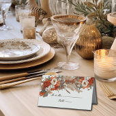 Boho bloemen herfstkleuren, herfstbruiloft plaatskaartje