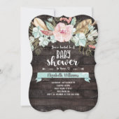 Boho Bloemen Houten Baby Shower Uitnodiging (Voorkant)
