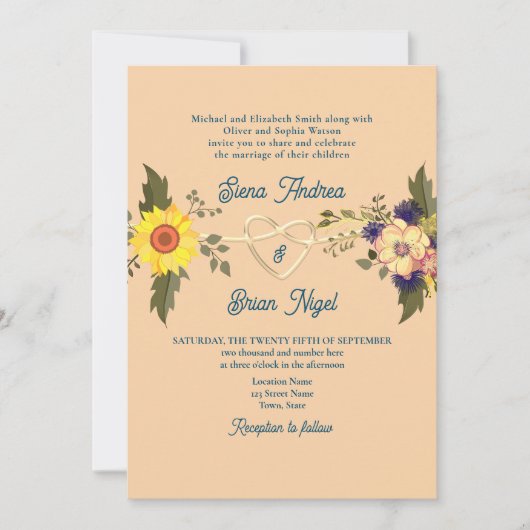 Boho Bloemen Huwelijk QR Code Kaart (Voorkant)