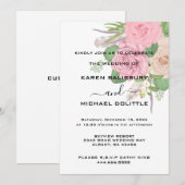 Boho Bloemen Huwelijksuitnodiging - Bewerkbare Sja Kaart (Voorkant / Achterkant)