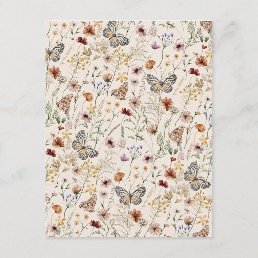 Boho Bloemen Huwelijksverblijf Kaart (Achterkant)