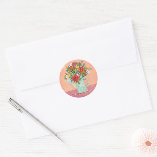 Boho Bloemen illustratie Ronde Sticker (Envelop)