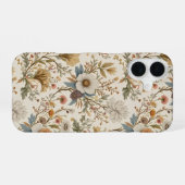 Boho bloemen in beige iPhone 16 hoesje (Achterkant horizontaal)