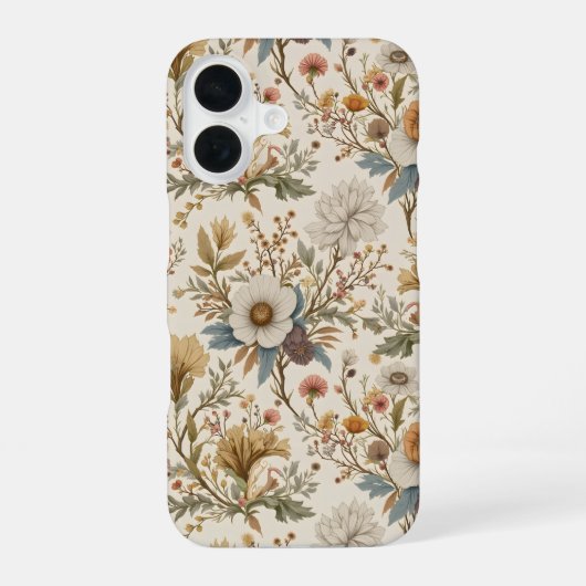 Boho bloemen in beige iPhone 16 hoesje (Achterkant)