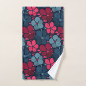 Boho bloemen in magenta blauw bad handdoek (Handdoek)