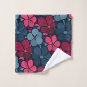 Boho bloemen in magenta blauw bad handdoek (Wasdoekje)