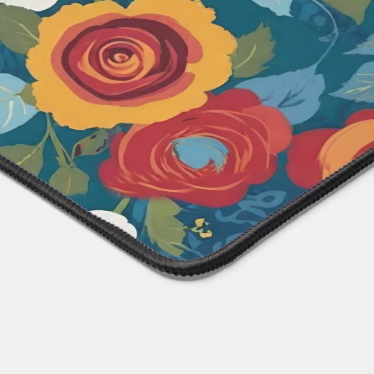 Boho bloemen in Retro kleuren Bureaumat (Hoek)