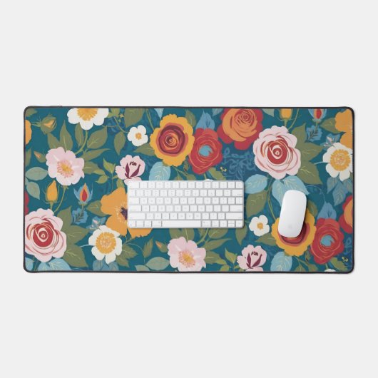 Boho bloemen in Retro kleuren Bureaumat (Keyboard & Muis)