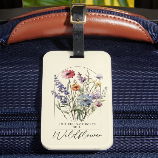 Boho Bloemen Inspirerend Wildflower Quote Bagagelabel (Voorkant Insitu 2)
