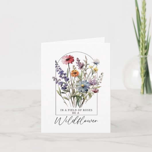 Boho Bloemen Inspirerend Wildflower Quote Notitiekaartje (Voorkant)