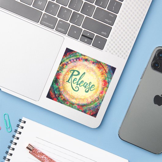  Boho Bloemen Inspirerende Release Inspirivity Sticker (Laptop met iPhone)