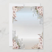 Boho Bloemen Jurk Zilver Drips Quinceanera Kaart (Achterkant)