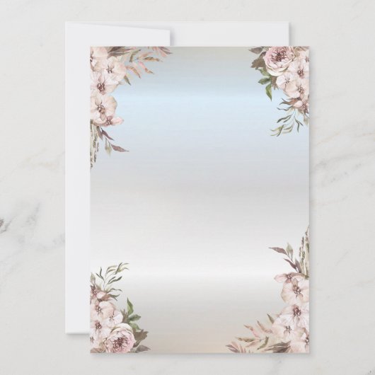 Boho Bloemen Jurk Zilver Quinceanera Kaart (Achterkant)