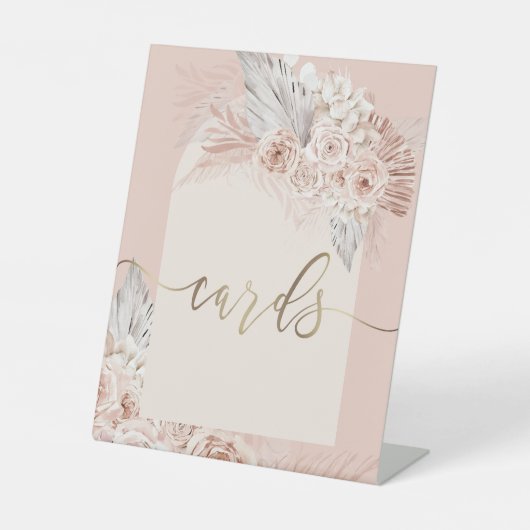 Boho Bloemen Kaarten Sign Reclamebord Met Voetstuk (Voorkant)