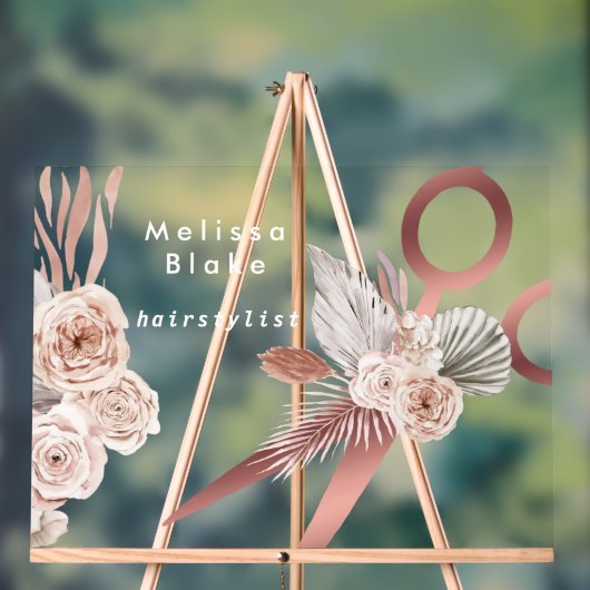 boho bloemen kapper acryl bord (Neutraal)
