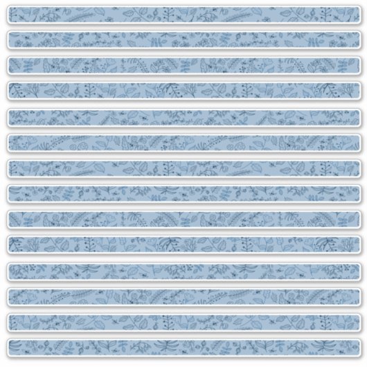 Boho Bloemen Klassiek Blauwe Dunne Stroken Sticker (Voorkant)