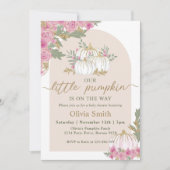 Boho Bloemen Kleine Pompoen Baby shower Invitation Kaart (Voorkant)