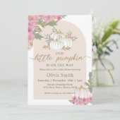Boho Bloemen Kleine Pompoen Baby shower Invitation Kaart (Staand voorkant)