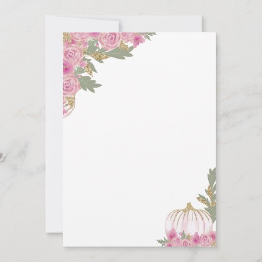 Boho Bloemen Kleine Pompoen Baby shower Invitation Kaart (Achterkant)