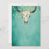 Boho Bloemen Koe Schedel en Lichten Turquoise Brui Save The Date (Achterkant)