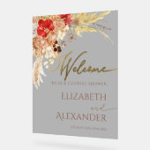 Boho Bloemen Koppels Douche Welkom Acryl Teken Bord (Hoek)