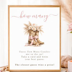 Boho Bloemen Laarzen Meisje Baby Shower Raad Hoeve Poster