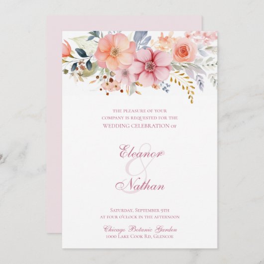 Boho Bloemen Lente Zomer Bruiloft Save The Date (Voorkant / Achterkant)