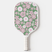 Boho Bloemen Levendig Groen & Roze Botanische Bloe Pickleball Paddle (Voorkant)