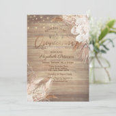 Boho Bloemen, Lichten, Hout Quinceañera Kaart (Staand voorkant)