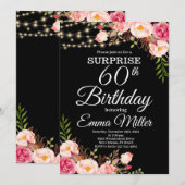 Boho Bloemen & Lichten Verrassing 60e Verjaardag Kaart (Voorkant / Achterkant)