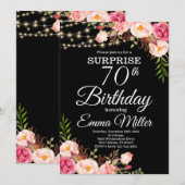 Boho Bloemen & Lichten Verrassing 70e Verjaardag Kaart (Voorkant / Achterkant)