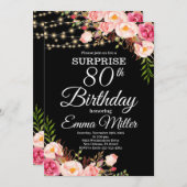 Boho Bloemen & Lichten Verrassing 80e Verjaardag Kaart (Voorkant / Achterkant)