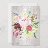 Boho Bloemen Lichtjes Rustiek Hout Laten we Feestv Kaart (Achterkant)